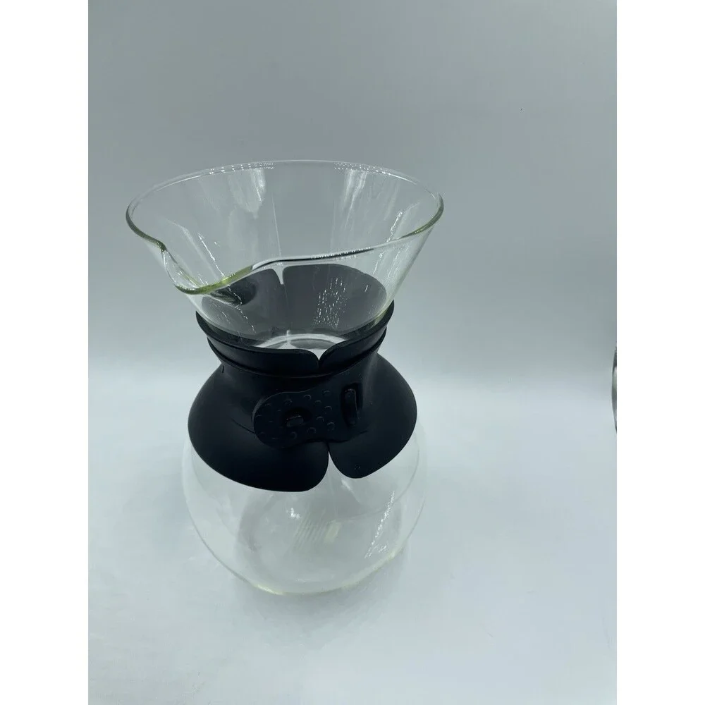Bodum Replacement #157 Pour Over Glass Coffee Carafe / Plastic Collar Black EUC